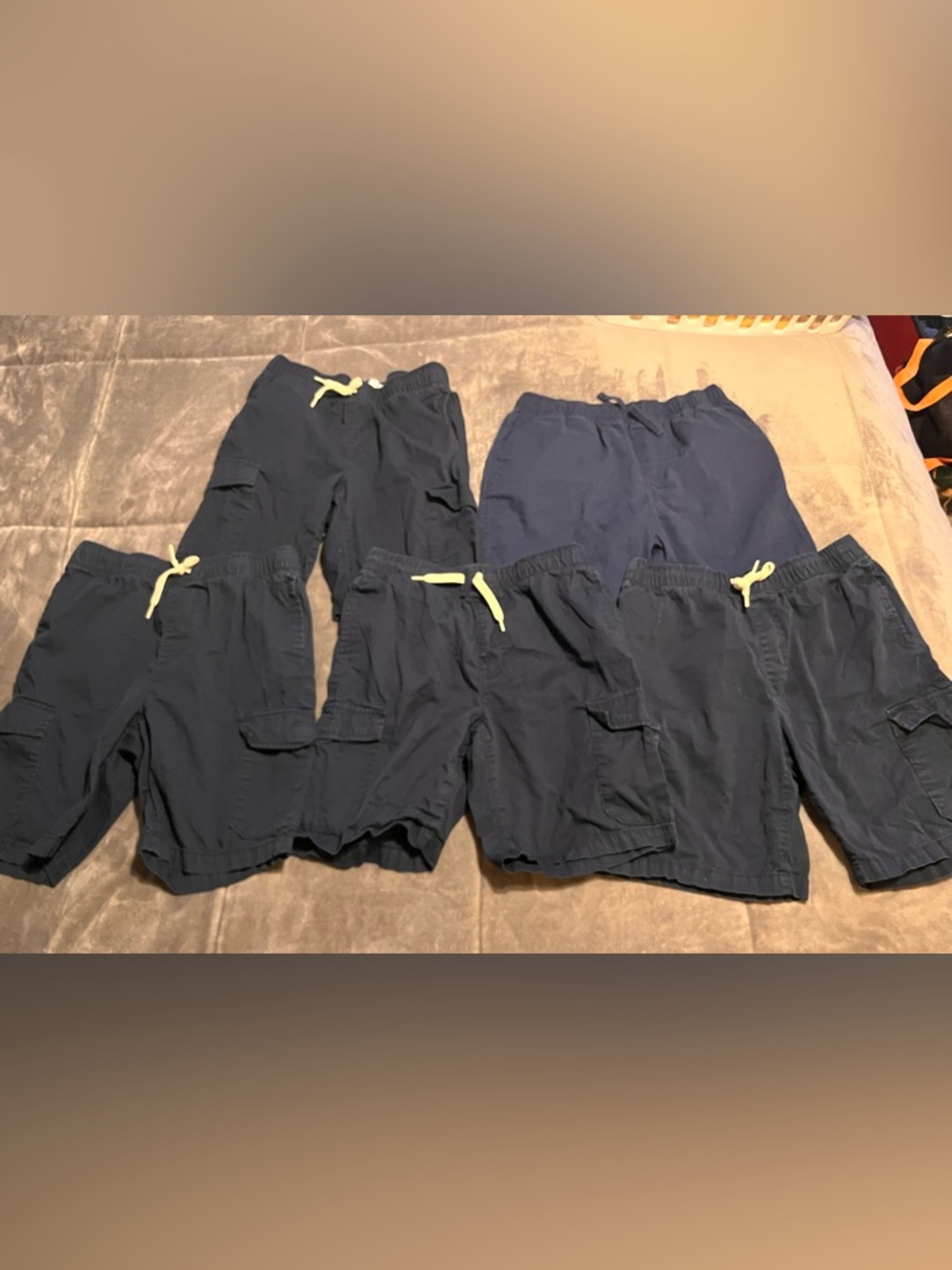 Kids Navy Cargo Shorts with Drawstring 5 pairs size 14/16 uniform shorts